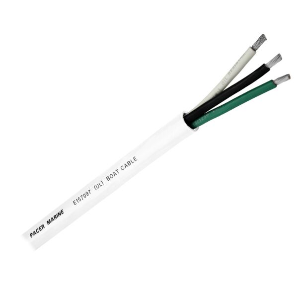 Pacer Round 3 Conductor Cable - 100 - 10/3 AWG - Black, Green White 
