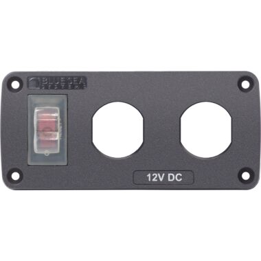 Blue Sea 4364 Water Resistant USB Accessory Panel - 15A Circuit Breaker, 2x Blank Apertures