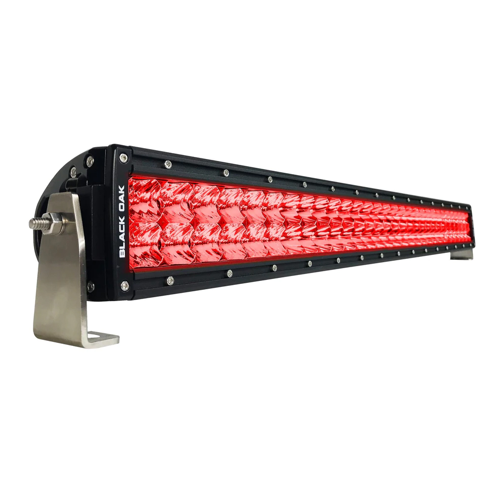 Black Oak 30 Curved Double Row Red LED Predator Hunting Light Bar - Combo Optics - Black Housing - Pro Series 3.0